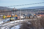 ED-9 begins to pull its train out of East Deerfield Yard 